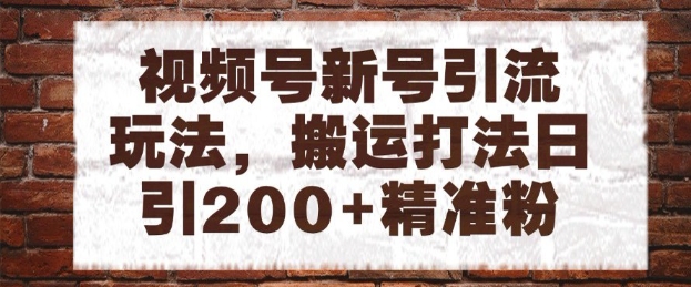 视频号新号引流玩法，搬运打法日引200+精准粉，可矩阵放大【揭秘】-咖脉互联