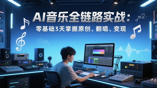 AI音乐全链路实战变现课：零基础3天掌握原创、翻唱、变现-咖脉互联