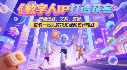 数字人IP打造获客变现实操课，智能选题、文案、剪辑、包装一站式解决短视频创作难题-咖脉互联