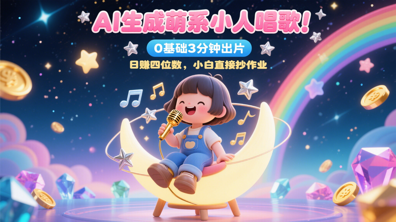 AI生成萌系小人唱歌！0基础3分钟出片，28个作品涨粉9万，日赚四位数，小白直接抄作业-咖脉互联