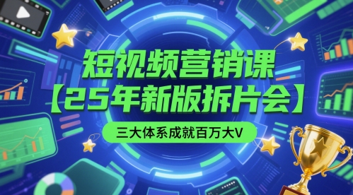 短视频营销课【25年新版拆片会】三大体系成就百万大V，包含正课、拆片会、手把手教学直播课等-咖脉互联