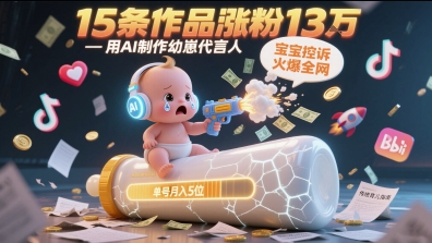 用AI制作幼崽代言人，宝宝的控诉火爆全网，15条作品涨粉13W，单号月入5位数实操教程-咖脉互联