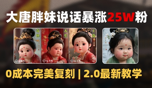 AI大唐胖贵妃说话2.0，40条视频暴涨40w粉，附独家变现攻略-咖脉互联