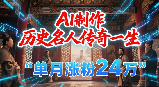 暴力起号！用AI制作历史名人传奇一生，单月涨粉24W，涨粉+变现赛道黑马来了-咖脉互联