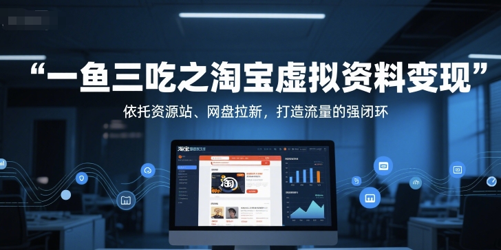 一鱼三吃之淘宝虚拟资料变现，依托资源站、网盘拉新，打造流量的强闭环-咖脉互联