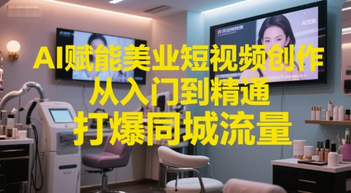 AI赋能美业短视频创作，从入门到精通，打爆同城流量，超级AI工具短视频实操落地-咖脉互联