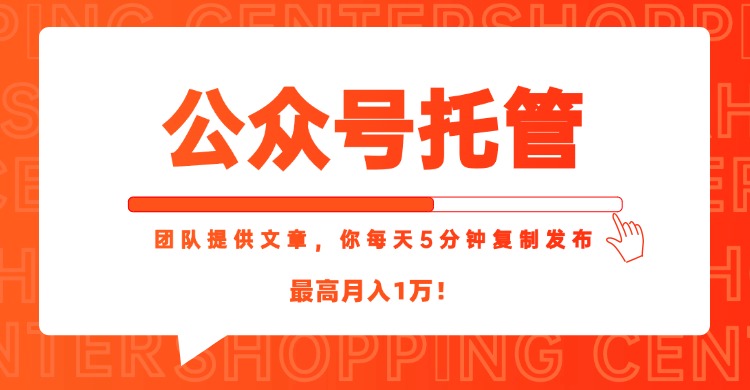【公众号托管 】我提供文章，你每天５分钟复制发布，最高月入1W-咖脉互联