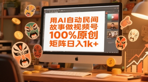 用AI自动民间故事做视频号，100%原创，矩阵日入1k+-咖脉互联