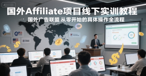 国外Affiliate项目线下实训教程，国外广告联盟从零开始的具体操作全流程-咖脉互联