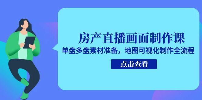 房产直播画面制作课，单盘多盘素材准备，地图可视化制作全流程-咖脉互联