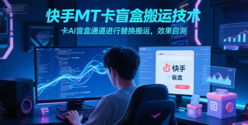 快手MT卡盲盒搬运技术，卡AI盲盒通道进行替换搬运，效果自测-咖脉互联