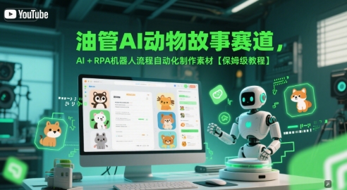 油管AI动物故事赛道，AI+RPA机器人流程自动化制作素材【保姆级教程】-咖脉互联