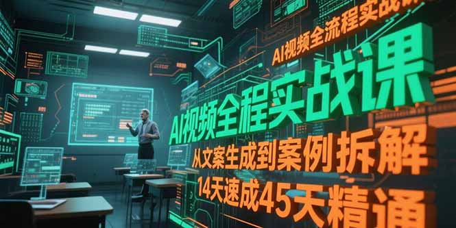 AI视频全流程实战课，从文案生成到案例拆解，14天速成45天精通-咖脉互联