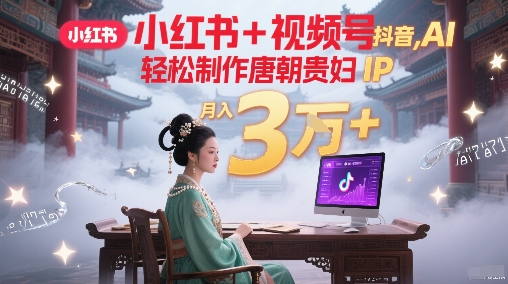 小红书+视频号+抖音，AI轻松制作唐朝贵妇IP，每天30分钟，轻松产出N条，月入3W+-咖脉互联