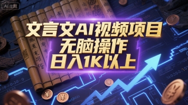 文言文AI视频项目，无脑操作，日入1K以上-咖脉互联
