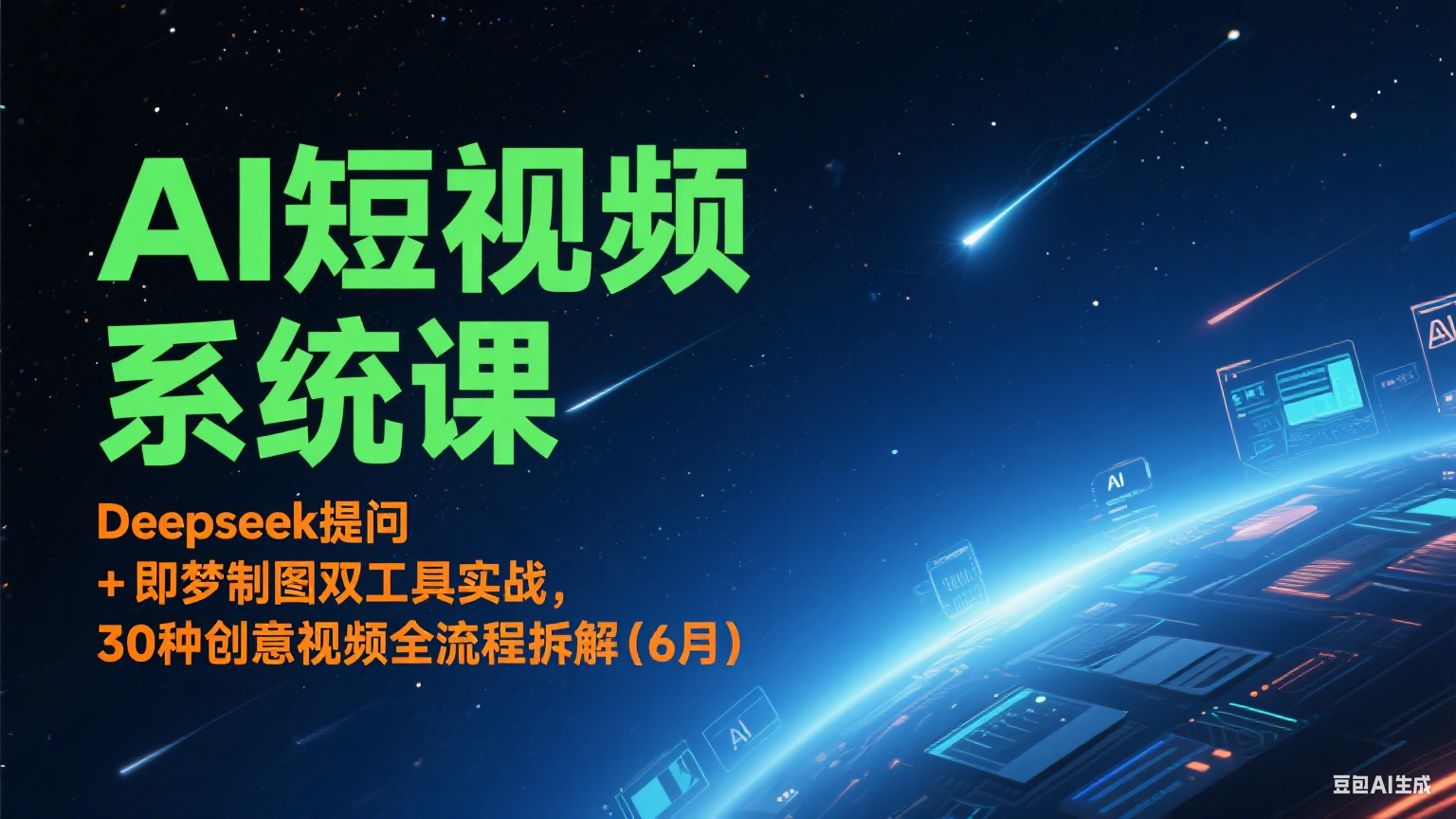AI短视频系统课：Deepseek提问 + 即梦制图双工具实战，30种创意视频全流程拆解(6月)-咖脉互联