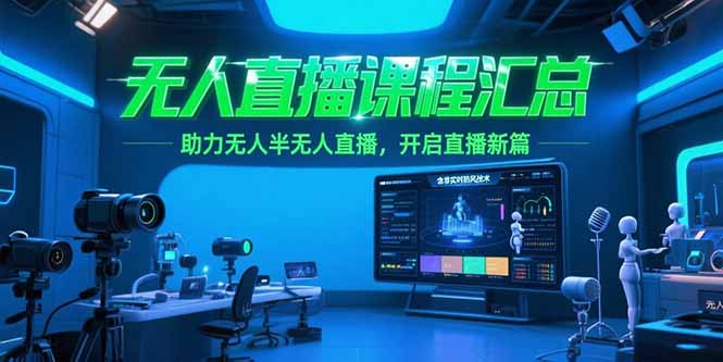 无人直播课程汇总，含非实时防风技术，助力无人半无人直播，开启直播新篇-咖脉互联