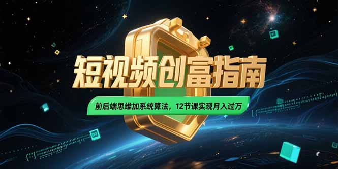 2025短视频创富指南，前后端思维加系统算法，12节课实现月入过万-咖脉互联