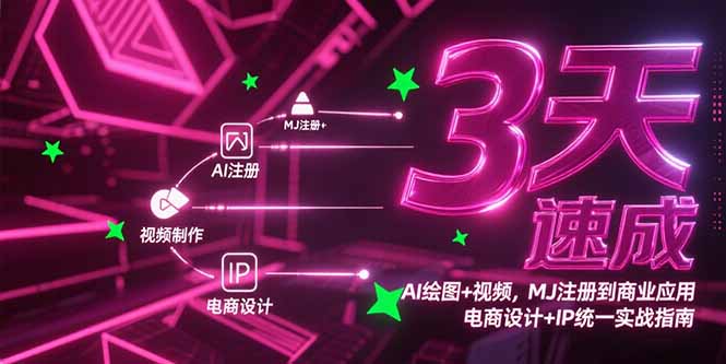 3天速成AI绘图+视频，MJ注册到商业应用，电商设计+IP统一实战指南-咖脉互联