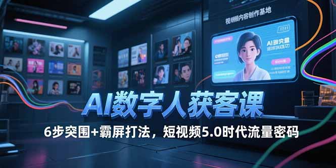 AI数字人获客课，6步突围+霸屏打法，短视频5.0时代流量密码-咖脉互联