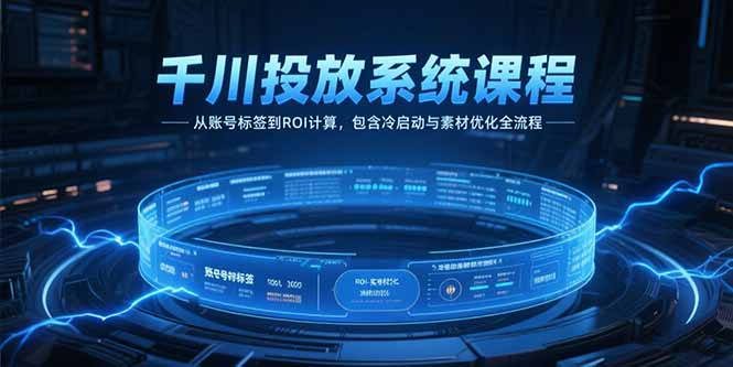 千川投放系统课程，从账号标签到ROI计算，包含冷启动与素材优化全流程-咖脉互联