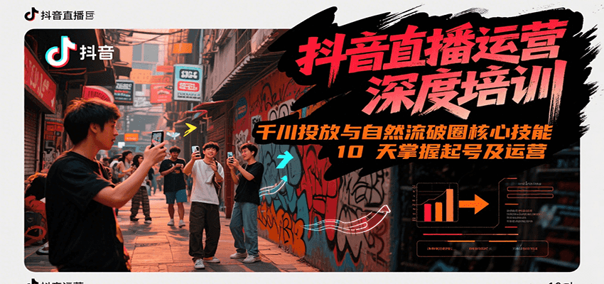 抖音直播运营深度培训，千川投放与自然流核心技能，10天掌握起号及运营(6-7月新课)-咖脉互联