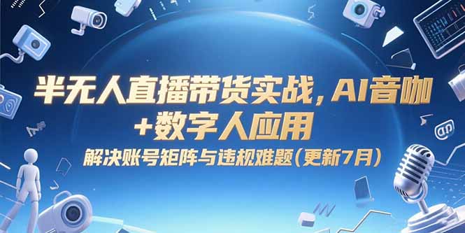 半无人直播带货实战，AI音咖+数字人应用 解决账号矩阵与违规难题(更新7月-咖脉互联