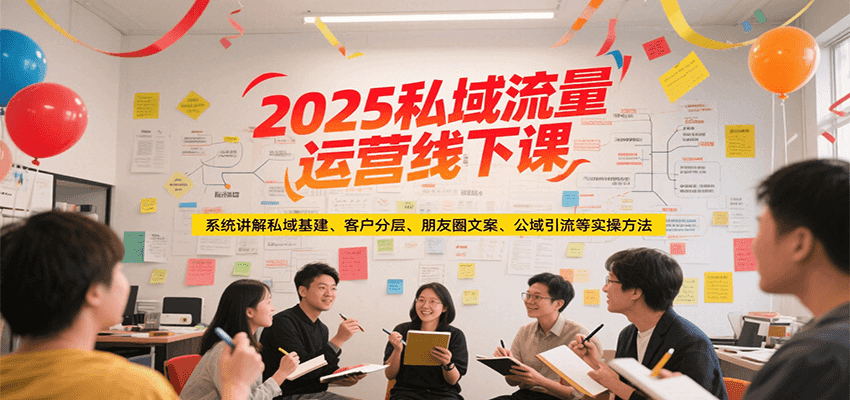 2025私域流量运营线下课，系统讲解私域基建/客户分层/朋友圈文案/公域引流等实操方法-咖脉互联