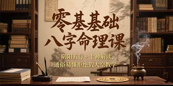 零基础八字命理课，阴阳五行+十神解读，通俗易懂拒绝假大空教学-咖脉互联