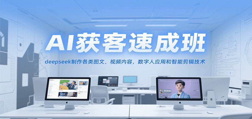 AI获客速成班，deepseek制作各类图文、视频内容，数字人应用和智能剪辑技术-咖脉互联