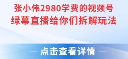 张小伟2980付费额视频号绿幕直播给你们拆解玩法-咖脉互联