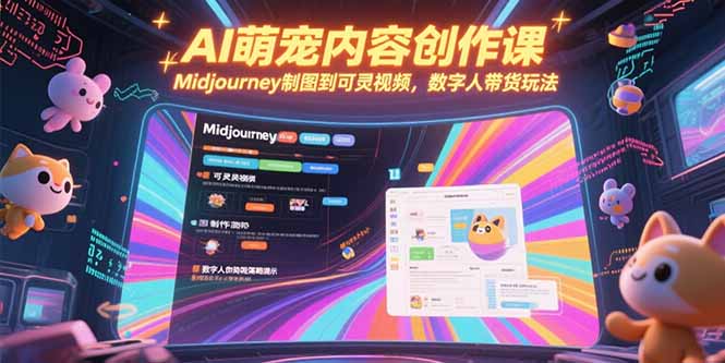 AI萌宠内容创作课，Midjourney制图到可灵视频，数字人带货玩法-咖脉互联