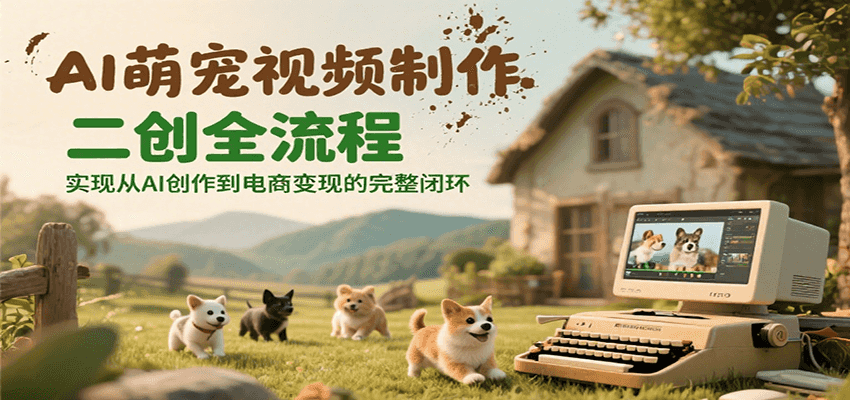 AI萌宠视频制作二创全流程，实现从AI创作到电商变现的完整闭环-咖脉互联
