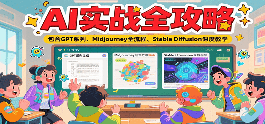 AI实战全攻略，包含GPT系列、Midjourney全流程、Stable Diffusion深度教学-咖脉互联