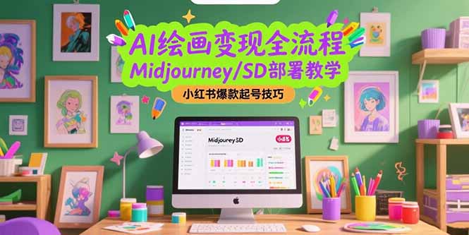 AI绘画变现全流程，Midjourney/SD部署教学，小红书爆款起号技巧-咖脉互联