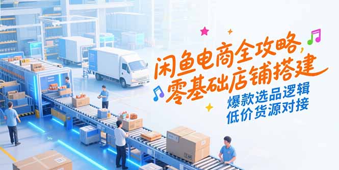 闲鱼电商全攻略，零基础店铺搭建，爆款选品逻辑，低价货源对接-咖脉互联
