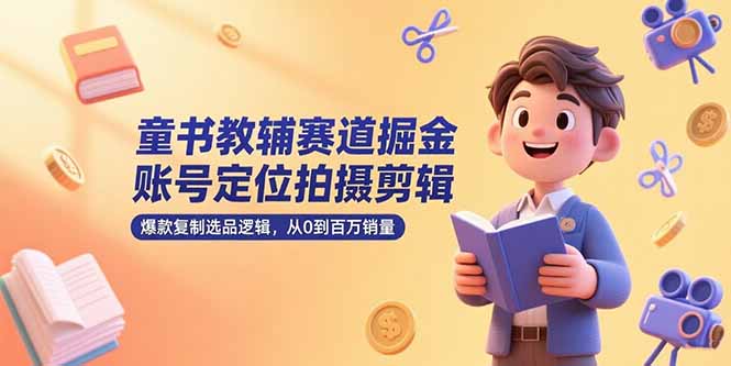 童书教辅赛道掘金，账号定位拍摄剪辑，爆款复制选品逻辑，从0到百万销量-咖脉互联