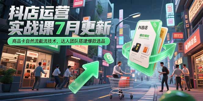 抖店运营实战课7月更新，商品卡自然流截流技术，达人团队搭建爆款选品-咖脉互联