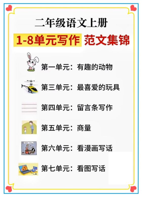 二年级语文上册1-8单元看图写话范文集锦-咖脉互联