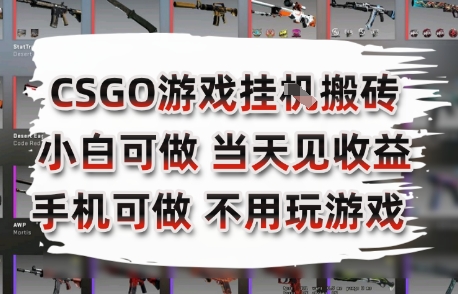 CSGO游戏挂G搬砖，小白纯手机即可操作，不用电脑打游戏，日入3张+，副业网创项目【揭秘】-咖脉互联