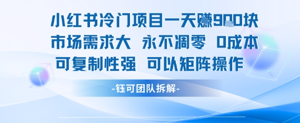 小红书冷门项目一天收益9张，市场需求大，0成本，可复制性强可以矩阵操作-咖脉互联