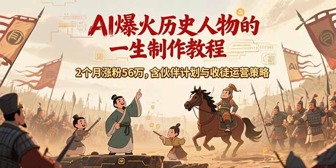 AI历史人物赛道课程，2个月涨粉56万，含伙伴计划与收徒运营策略-咖脉互联