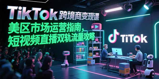 TikTok跨境电商变现课，美区市场运营指南，短视频直播双轨流量攻略-咖脉互联