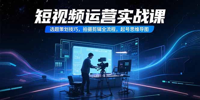 短视频运营实战课，选题策划技巧，拍摄剪辑全流程，起号思维导图-咖脉互联