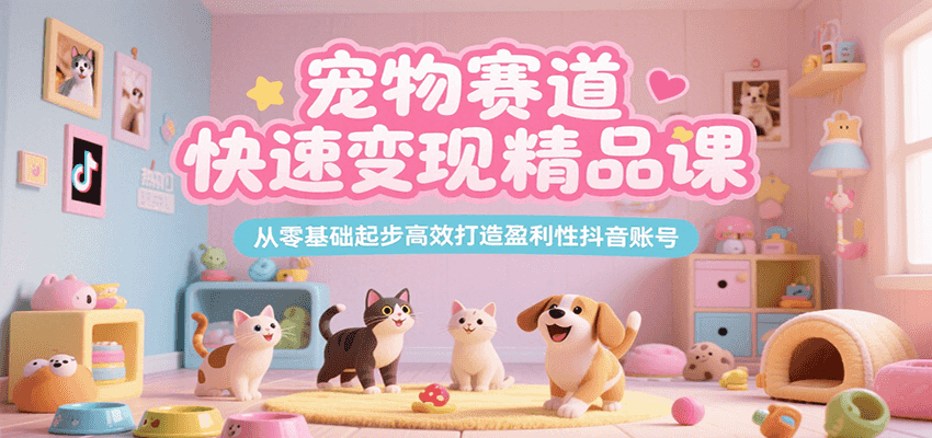 宠物赛道快速变现精品课，从零基础起步高效打造盈利性抖音账号-咖脉互联