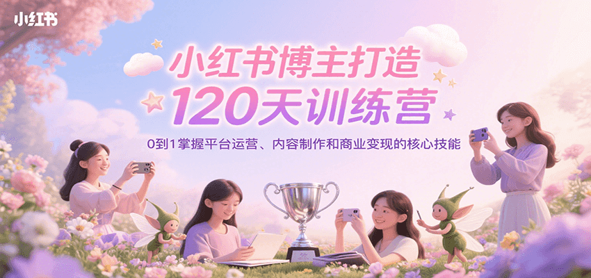 小红书博主打造120天训练营，0到1掌握平台运营、内容制作和商业变现-咖脉互联