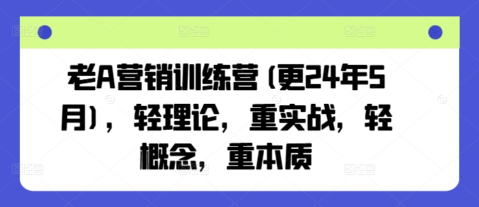 老A营销训练营(更25年7月)，轻理论，重实战，轻概念，重本质-咖脉互联