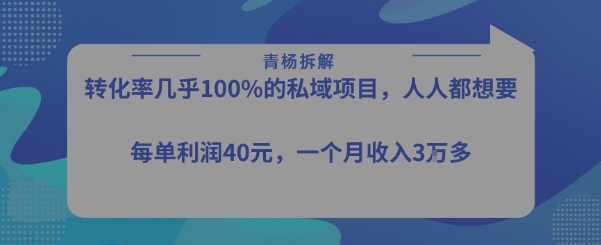 转化率最高的私域项目，每单利润40-50米，月入过1w-咖脉互联