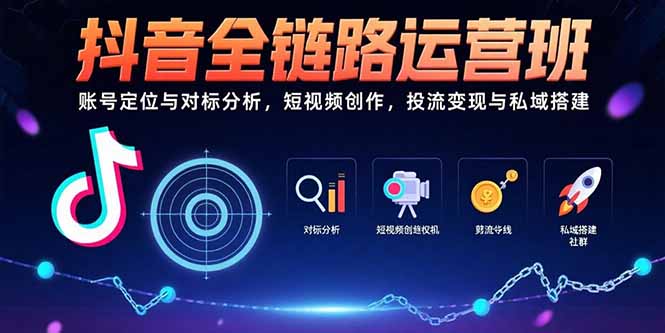 抖音全链路运营班：账号定位与对标分析，短视频创作，投流变现与私域搭建-咖脉互联