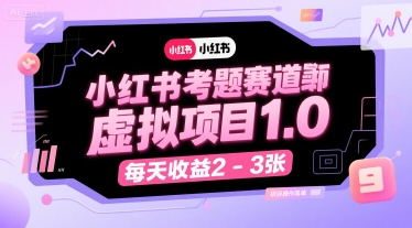 小红书考题赛道虚拟项目1.0，项目操作简单，每天收益2-3张-咖脉互联